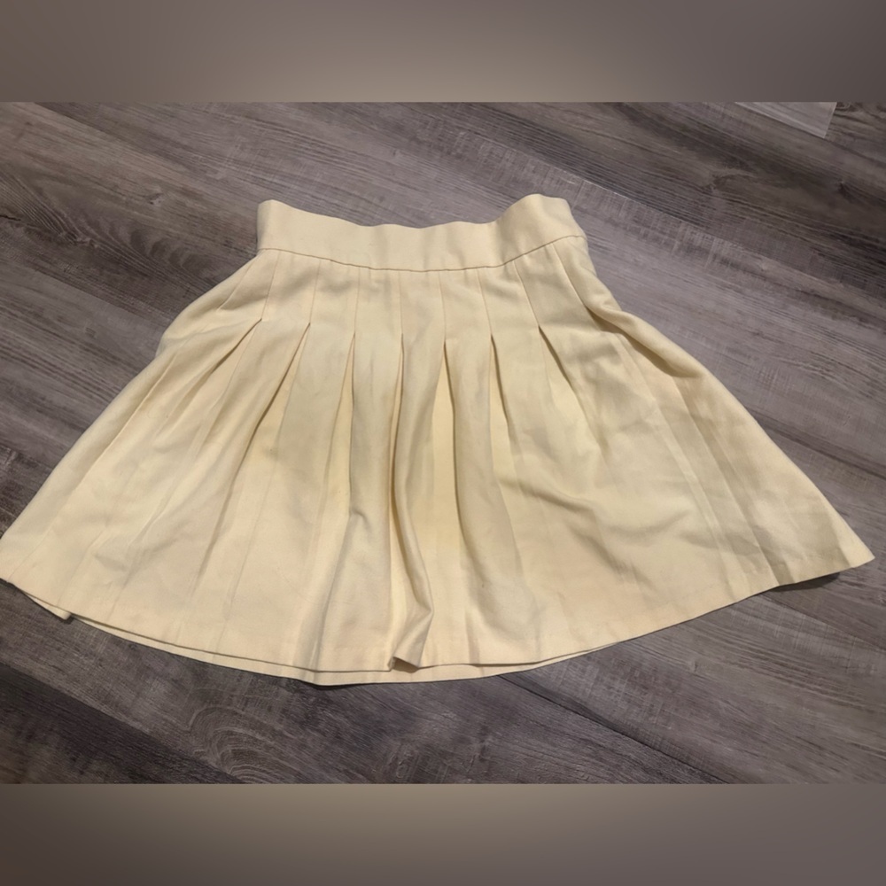 Bershka Cream Mini Skater Skirt with Pleats, XS